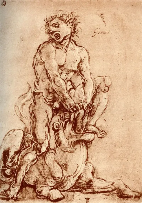 Framed Print : Hercules Killing the Lion, 1913. Artist: Cosimo Tura Framed Print : Hercules Killing the Lion, 1913. Artist: Cosimo Tura