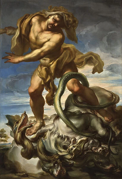Hercules and the Lernaean serpent, c.1690. Creator: De Ferrari, Gregorio (1647-1726)