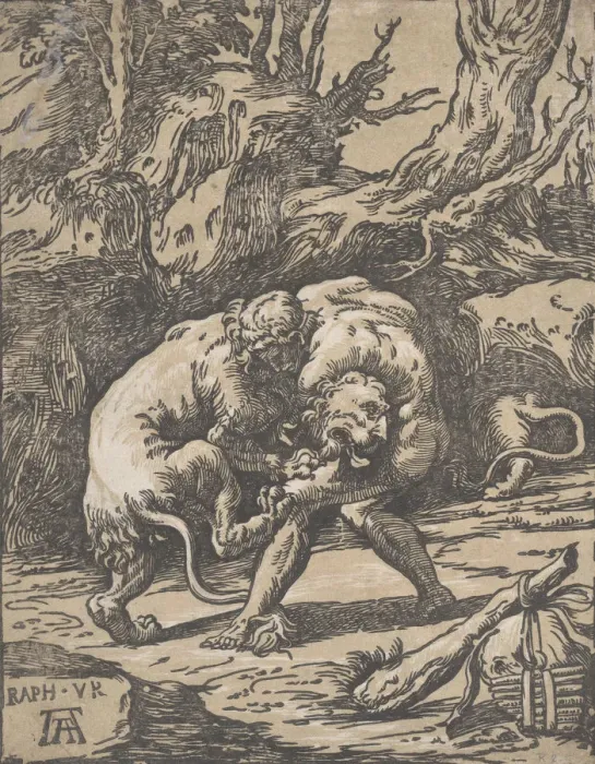Framed Print : Hercules and the Nemean Lion, 1540-50. 1540-50. Creator: Niccolo Vicentino Framed Print : Hercules and the Nemean Lion, 1540-50. 1540-50. Creator: Niccolo Vicentino