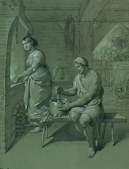Framed Print : Hercules and Omphale, 1805. Creator: Johann Peter Krafft Framed Print : Hercules and Omphale, 1805. Creator: Johann Peter Krafft