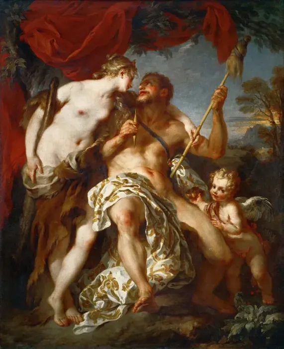 Framed Print : Hercules and Omphale. Artist: Le Moyne, Francois (1688-1737) Framed Print : Hercules and Omphale. Artist: Le Moyne, Francois (1688-1737)