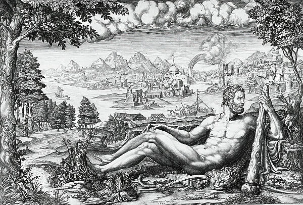 Hercules Resting from His Labors, 1567. Creator: Giorgio Ghisi