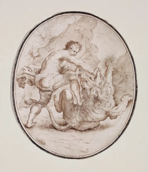 Framed Print : Hercules Slaying the Nemean Lion, between 1686 and 1724. Creator: Felice Cignani Framed Print : Hercules Slaying the Nemean Lion, between 1686 and 1724. Creator: Felice Cignani