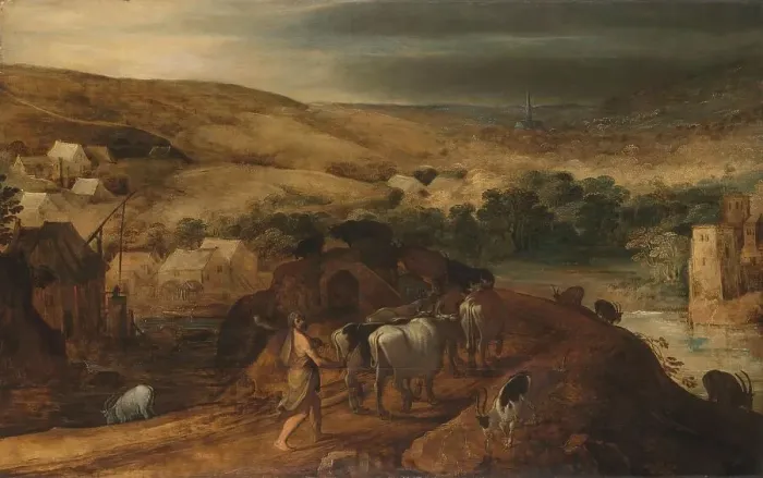 Framed Print : Hercules Steals the Oxen of Geryon, 1590-1635. Creator: Joos de Momper, the younger Framed Print : Hercules Steals the Oxen of Geryon, 1590-1635. Creator: Joos de Momper, the younger