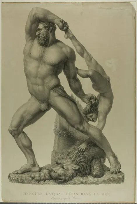 Framed Print : Hercules Throwing Lichas into the Sea, 1815 / 45. Creator: Auguste de Valmont Framed Print : Hercules Throwing Lichas into the Sea, 1815 / 45. Creator: Auguste de Valmont
