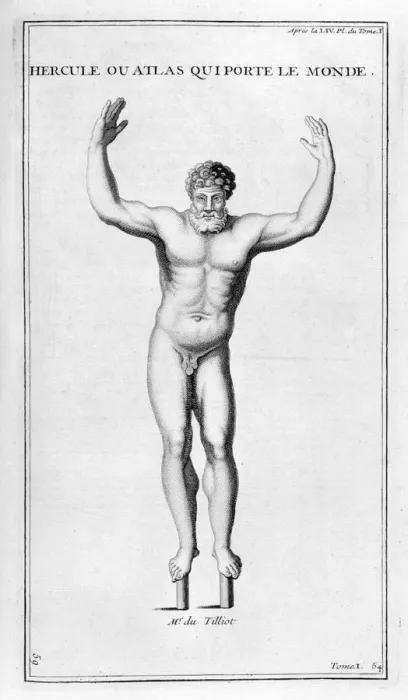 Framed Print : Hercules who carries the world, 1757. Artist: Bernard de Montfaucon Framed Print : Hercules who carries the world, 1757. Artist: Bernard de Montfaucon