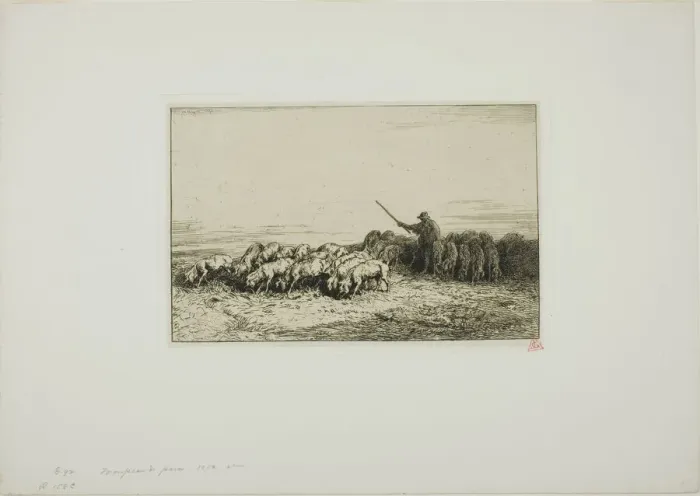 Framed Print : Herd of Pigs, 1850. Creator: Charles Emile Jacque