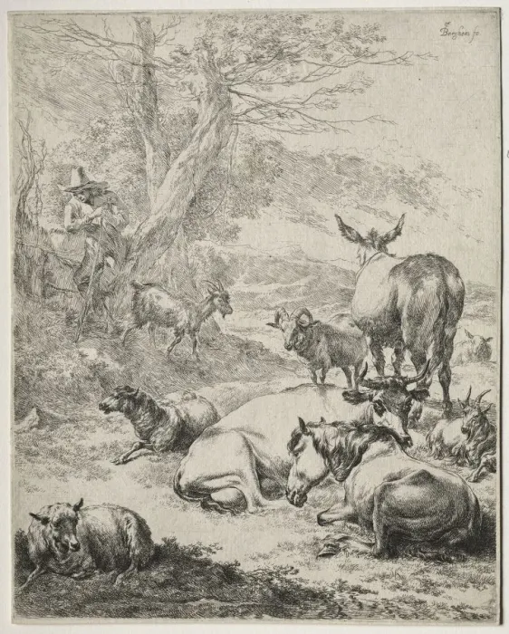 Framed Print : The Herd at Rest. Creator: Nicolaes Berchem (Dutch, 1620-1683) Framed Print : The Herd at Rest. Creator: Nicolaes Berchem (Dutch, 1620-1683)