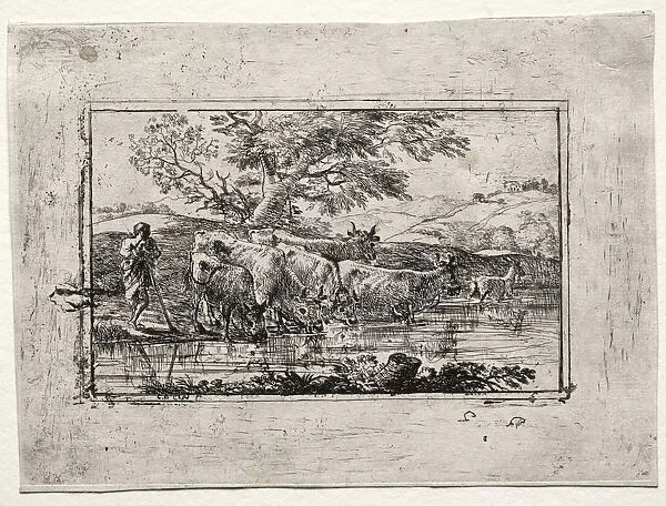 The Herd at the Watering Place, 1635. Creator: Claude Lorrain (French, 1604-1682)
