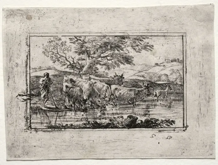 Framed Print : The Herd at the Watering Place, 1635. Creator: Claude Lorrain (French, 1604-1682) Framed Print : The Herd at the Watering Place, 1635. Creator: Claude Lorrain (French, 1604-1682)