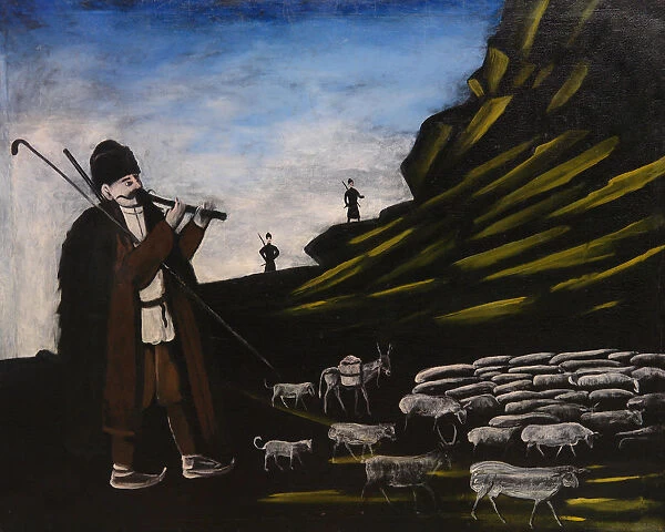 Herder with flock