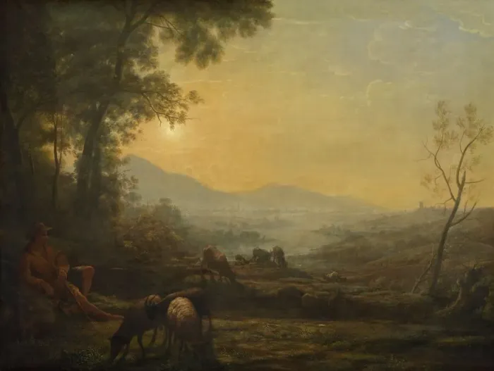 Framed Print : The Herdsman, 17th or 18th century. Creator: Claude Lorrain, Follower of Framed Print : The Herdsman, 17th or 18th century. Creator: Claude Lorrain, Follower of