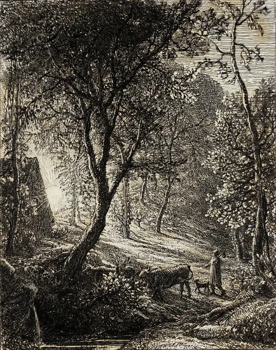 Framed Print : The Herdsman's Cottage, 1850. Creator: Samuel Palmer