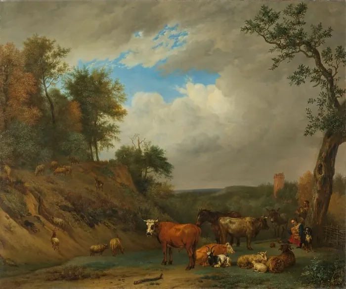 Framed Print : Herdsmen with their cattle, 1651. Creator: Unknown Framed Print : Herdsmen with their cattle, 1651. Creator: Unknown