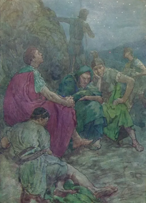 Framed Print : Here, sheltered by steep cliffs, he sat down to rest, c1912 (1912) Framed Print : Here, sheltered by steep cliffs, he sat down to rest, c1912 (1912)