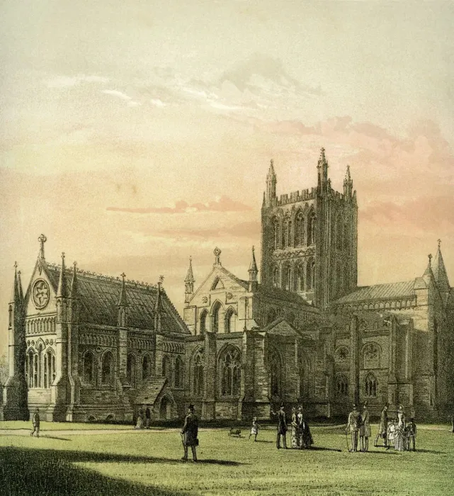 Framed Print : Hereford Cathedral, Herefordshire, c1870. Artist: Hanhart Framed Print : Hereford Cathedral, Herefordshire, c1870. Artist: Hanhart