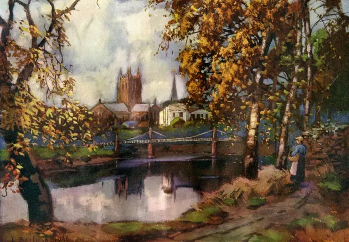 Framed Print : Hereford Cathedral, from the river walk, Herefordshire, 1924-1926. Artist: Louis Burleigh Bruhl Framed Print : Hereford Cathedral, from the river walk, Herefordshire, 1924-1926. Artist: Louis Burleigh Bruhl