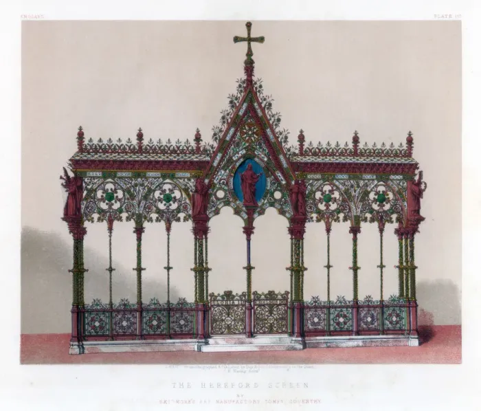 Framed Print : The Hereford Screen, 19th century. Artist: John Burley Waring Framed Print : The Hereford Screen, 19th century. Artist: John Burley Waring
