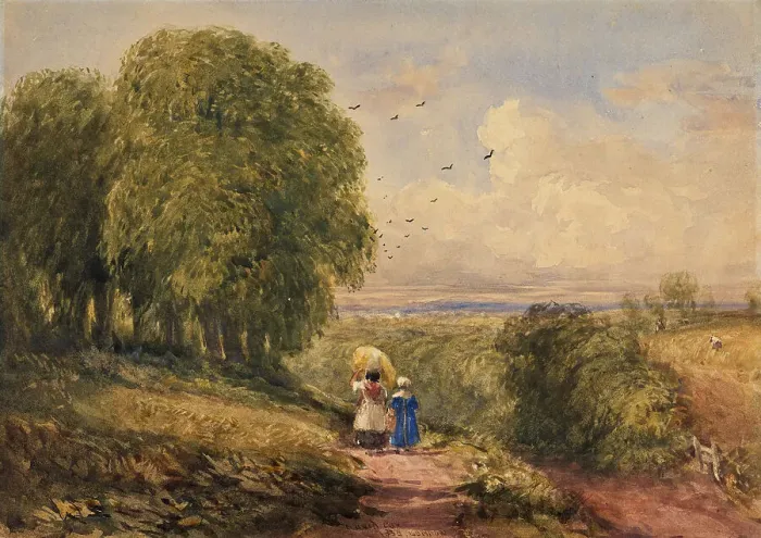 Framed Print : A Herefordshire Lane, 1834. Creator: David Cox the Elder Framed Print : A Herefordshire Lane, 1834. Creator: David Cox the Elder