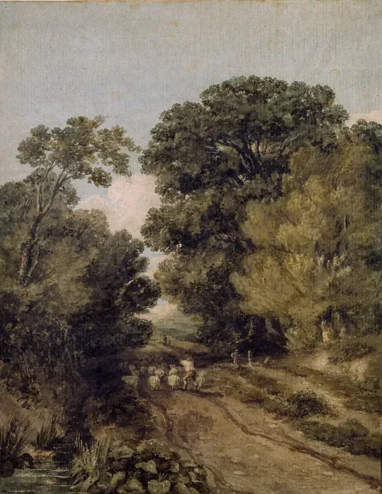 Framed Print : A Herefordshire Lane, c1810-1859. Creator: David Cox the Elder Framed Print : A Herefordshire Lane, c1810-1859. Creator: David Cox the Elder