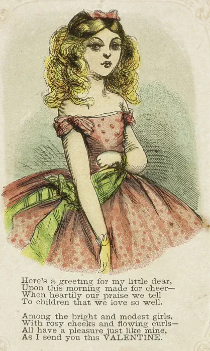 Framed Print : Here's a Greeting for My Little Dear (valentine), 1860 / 69. Creator: Unknown Framed Print : Here's a Greeting for My Little Dear (valentine), 1860 / 69. Creator: Unknown