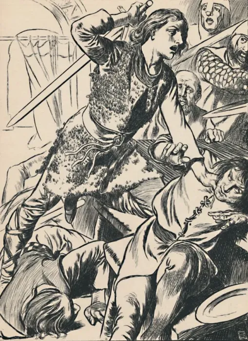 Framed Print : Hereward and His Men Attack the Normans, c1907 Framed Print : Hereward and His Men Attack the Normans, c1907