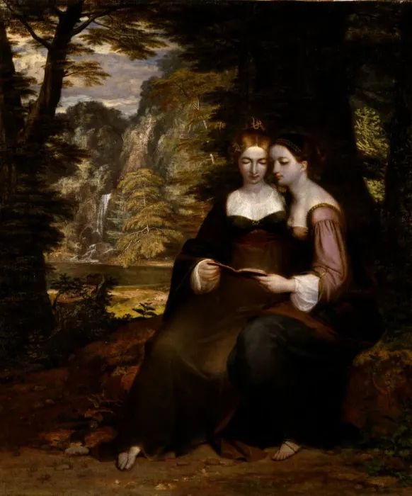 Framed Print : Hermia and Helena, before 1818. Creator: Washington Allston Framed Print : Hermia and Helena, before 1818. Creator: Washington Allston