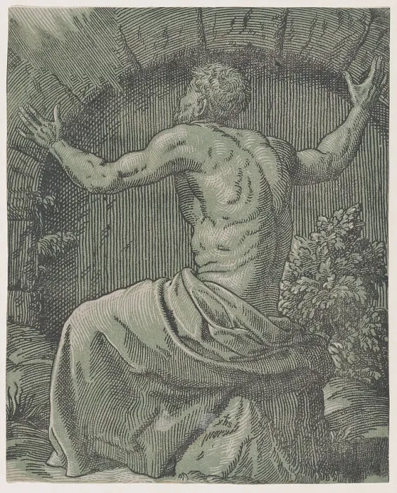 Framed Print : A hermit, 16th century. 16th century. Creator: Monogrammist YHS Framed Print : A hermit, 16th century. 16th century. Creator: Monogrammist YHS