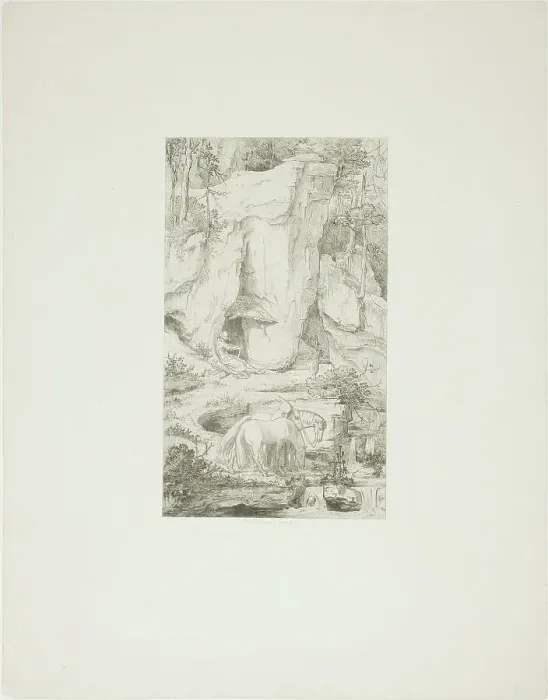 Framed Print : A Hermit Leading his Horse to Water, 1840. Creator: Moritz von Schwind Framed Print : A Hermit Leading his Horse to Water, 1840. Creator: Moritz von Schwind