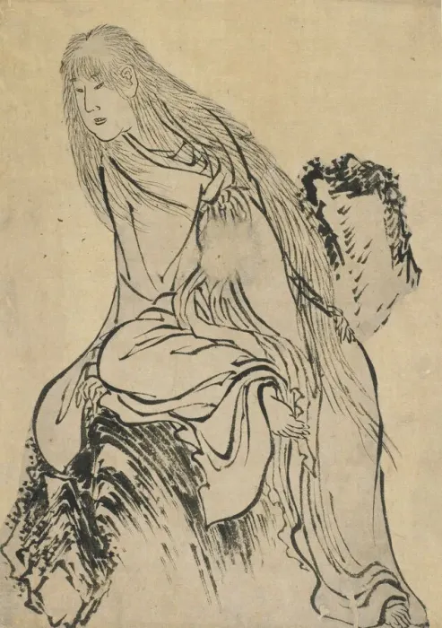 Framed Print : Hermit resting on a rock, late 18th-early 19th century. Creator: Hokusai Framed Print : Hermit resting on a rock, late 18th-early 19th century. Creator: Hokusai