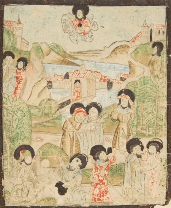 Framed Print : Hermit Saints (Schr. 1773b), 15th century. 15th century. Creator: Anon Framed Print : Hermit Saints (Schr. 1773b), 15th century. 15th century. Creator: Anon