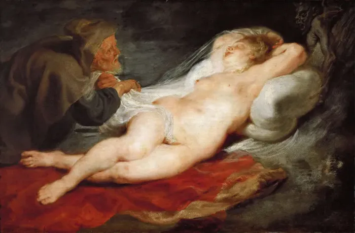Framed Print : The Hermit and the Sleeping Angelica, ca 1627 Framed Print : The Hermit and the Sleeping Angelica, ca 1627