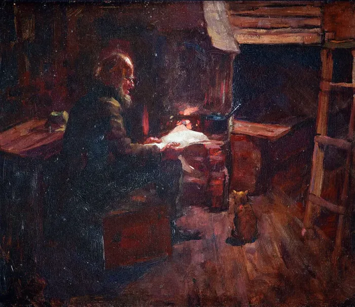 Framed Print : The hermit of Wellington harbour, 1904-1912. Creator: Petrus van der Velden Framed Print : The hermit of Wellington harbour, 1904-1912. Creator: Petrus van der Velden