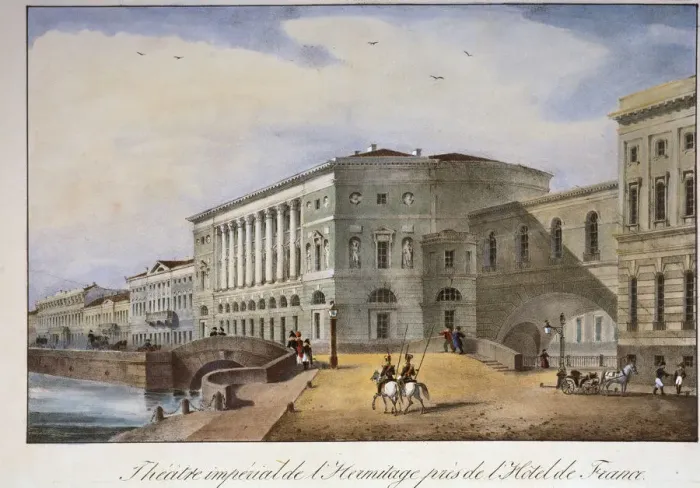 Framed Print : The Hermitage Theatre in St Petersburg, 1840s Framed Print : The Hermitage Theatre in St Petersburg, 1840s