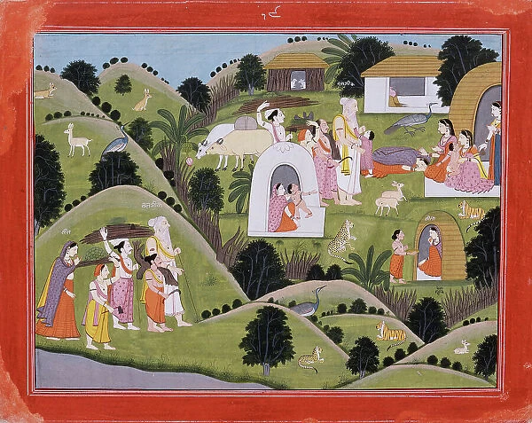 Hermitage of Valmiki, Folio from the 'Nadaun' Ramayana (Adventures of Rama), c1820. Creator: Unknown. Hermitage of Valmiki, Folio from the 'Nadaun' Ramayana (Adventures of Rama), c1820. Creator: Unknown