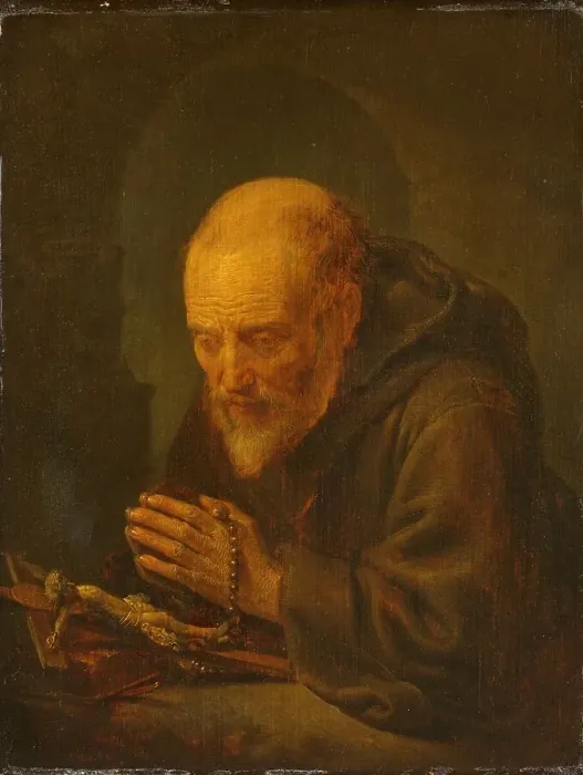 Framed Print : A Hermitin Prayer, 1645-1675. Creator: Gerrit Dou Framed Print : A Hermitin Prayer, 1645-1675. Creator: Gerrit Dou
