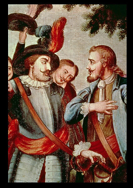 Hernan Cortes (1485-1547) and Diego Velazquez (1465-1524), Spanish coquerors