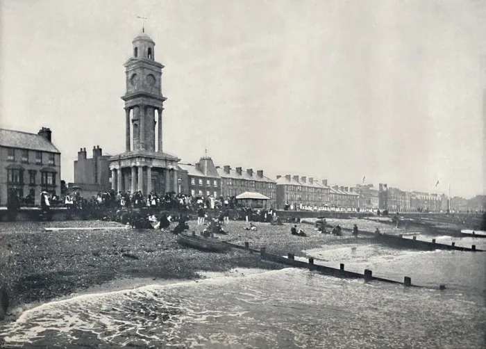 Framed Print : Herne Bay - The Front, Showing Clock Tower, 1895 Framed Print : Herne Bay - The Front, Showing Clock Tower, 1895