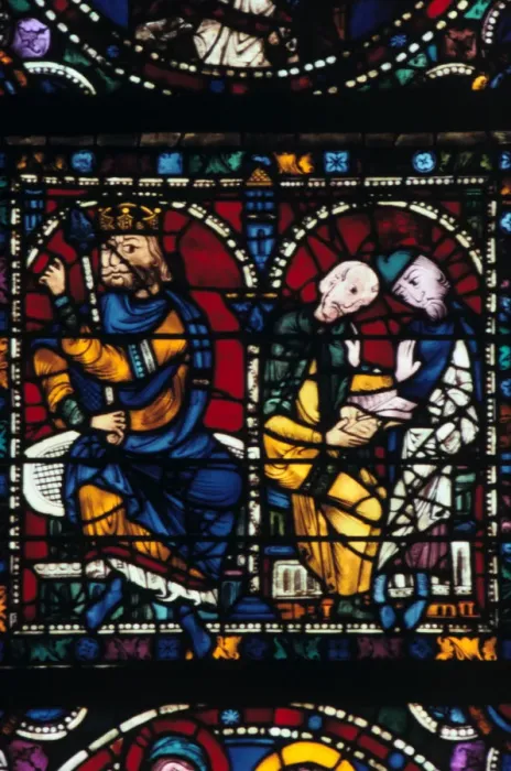 Framed Print : Herod and his advisors, stained glass, Chartres Cathedral, France, 1145-1155 Framed Print : Herod and his advisors, stained glass, Chartres Cathedral, France, 1145-1155