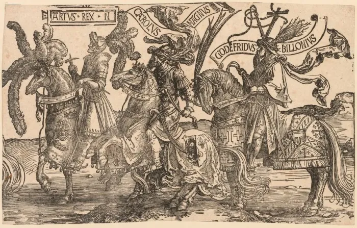 Framed Print : The Nine Heroes: Arthur, Charles the Great (Charlemagne), Godfrey of Bouillon, 1515-1517 Framed Print : The Nine Heroes: Arthur, Charles the Great (Charlemagne), Godfrey of Bouillon, 1515-1517