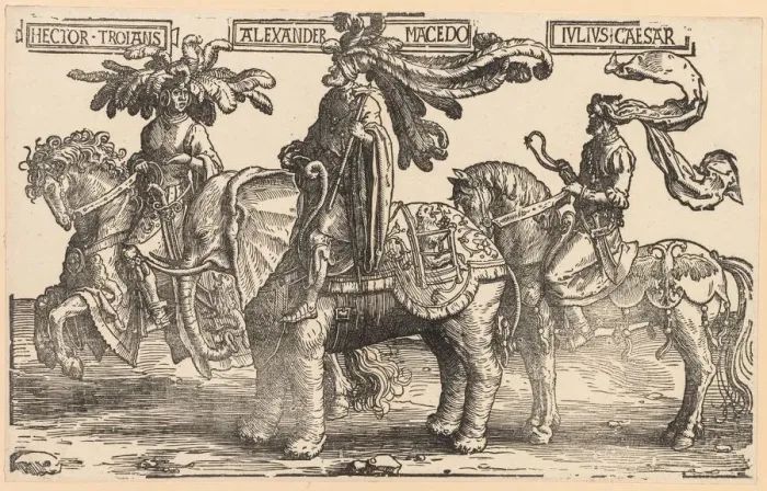 Framed Print : The Nine Heroes: Hector of Troy, Alexander of Macedon, Julius Caesar, 1515-1517. Creator Framed Print : The Nine Heroes: Hector of Troy, Alexander of Macedon, Julius Caesar, 1515-1517. Creator