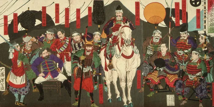 Framed Print : Heroes of the Shimazu Clan, 1877. Creator: Tsukioka Yoshitoshi Framed Print : Heroes of the Shimazu Clan, 1877. Creator: Tsukioka Yoshitoshi