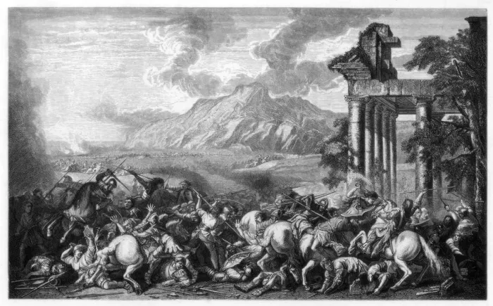 Framed Print : Heroic Battle, 1652-1664 (1870). Artist: Roland Brunier Framed Print : Heroic Battle, 1652-1664 (1870). Artist: Roland Brunier