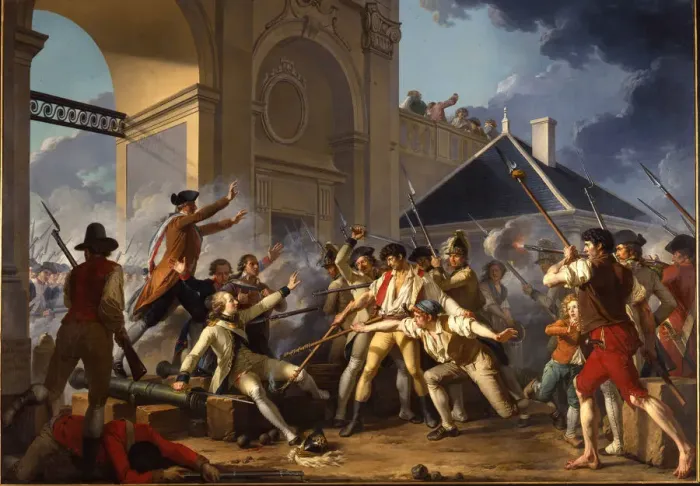 Framed Print : The heroic courage of the young Desilles, August 31, 1790, in the Nancy Affair, 1794. Artist: Le Barbier, Jean-Jacques-Francois (1738-1826) Framed Print : The heroic courage of the young Desilles, August 31, 1790, in the Nancy Affair, 1794. Artist: Le Barbier, Jean-Jacques-Francois (1738-1826)