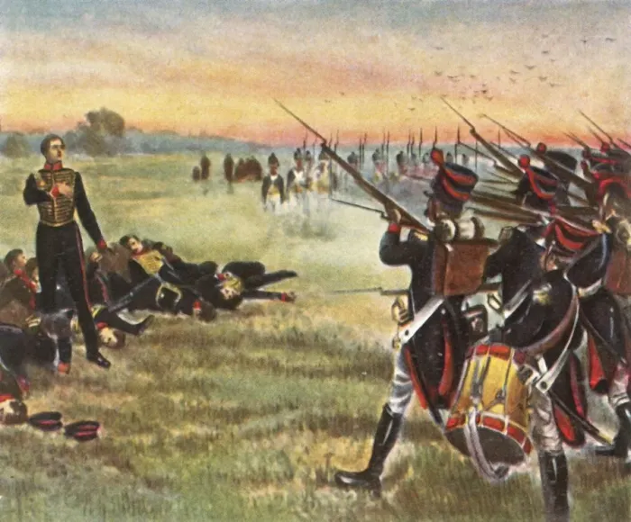 Framed Print : Heroic death of Schills Eleven Officers, 16 September 1809, (1936). Creator: Unknown Framed Print : Heroic death of Schills Eleven Officers, 16 September 1809, (1936). Creator: Unknown