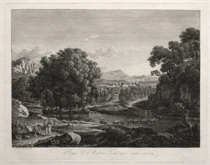 Framed Print : Heroic Landscape: Cattle Crossing the River, 1795. Creator: Johann Christian Reinhart (German Framed Print : Heroic Landscape: Cattle Crossing the River, 1795. Creator: Johann Christian Reinhart (German
