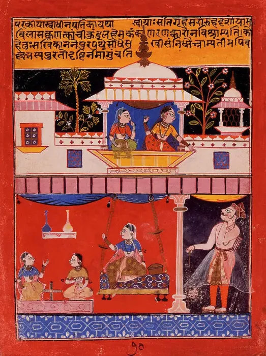 Framed Print : The Heroine with Her Devoted Lover (Parakiya Svadhina Patika)... between c1640 and c1650. Creator: Unknown Framed Print : The Heroine with Her Devoted Lover (Parakiya Svadhina Patika)... between c1640 and c1650. Creator: Unknown