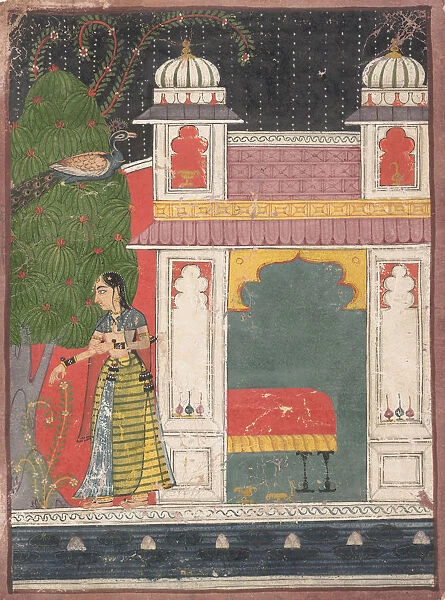 A Heroine Plucking a Flower: Page from a Dispersed Nayikabheda, ca. 1660-80. Creator: Unknown