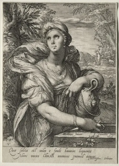 Framed Print : Heroines of the New Testament: The Woman of Samaria. Creator: Jan Saenredam (Dutch, 1565-1607) Framed Print : Heroines of the New Testament: The Woman of Samaria. Creator: Jan Saenredam (Dutch, 1565-1607)
