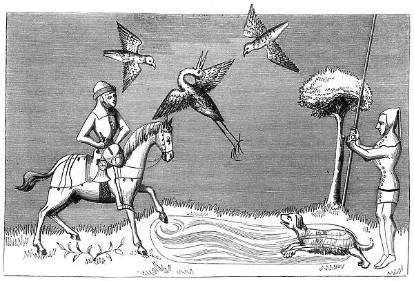 Heron hawking, 14th century (1849)